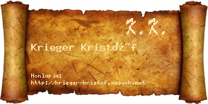 Krieger Kristóf névjegykártya