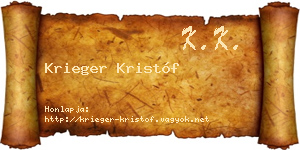 Krieger Kristóf névjegykártya